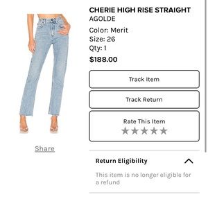 AGOLDE 26 Cherie High Rise Straight